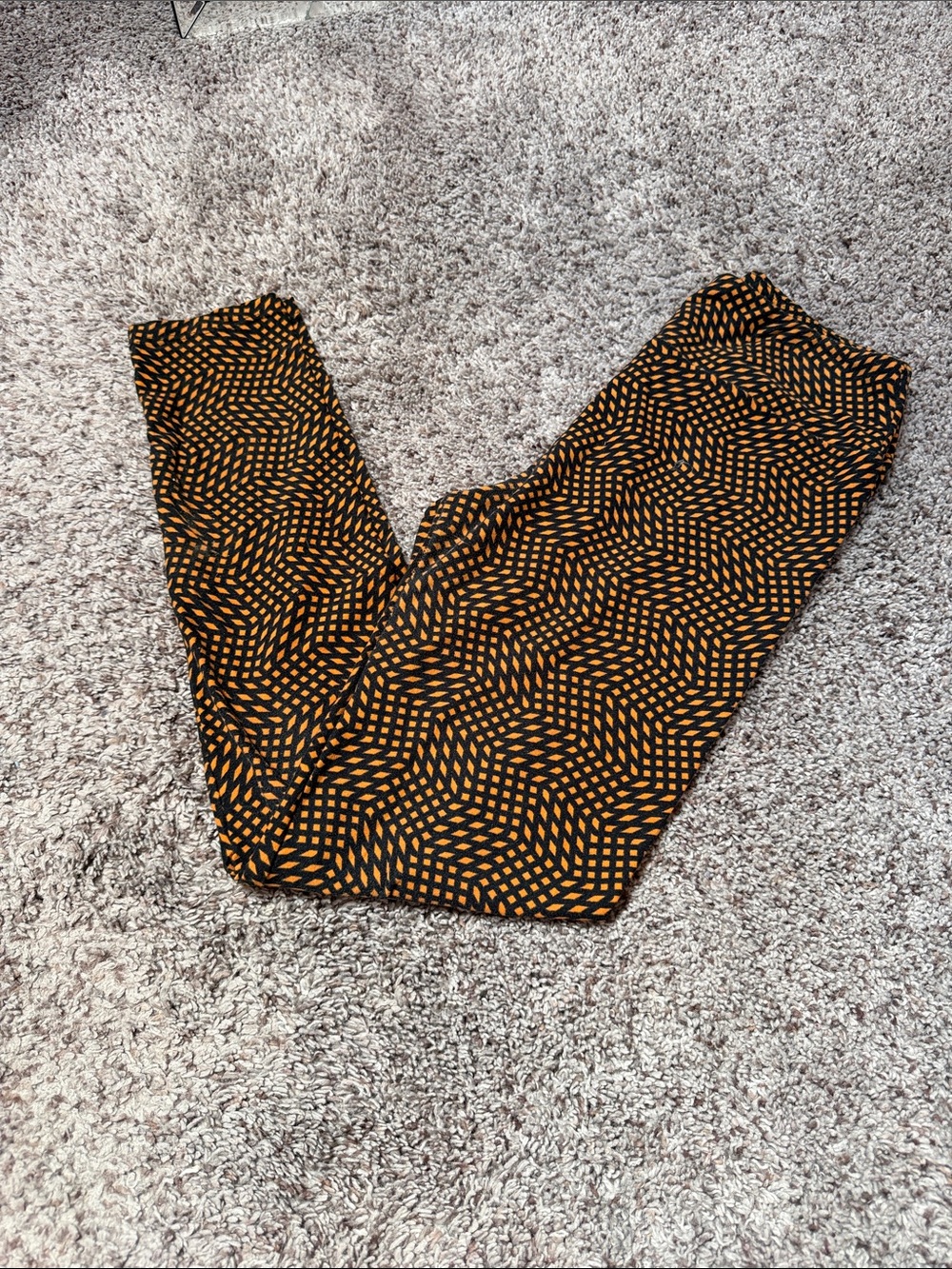 LuLaRoe Black and Orange Patterned Leggings